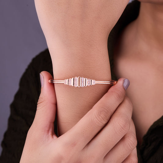 Crystal-Accented Rose Gold Bangle Bracelet