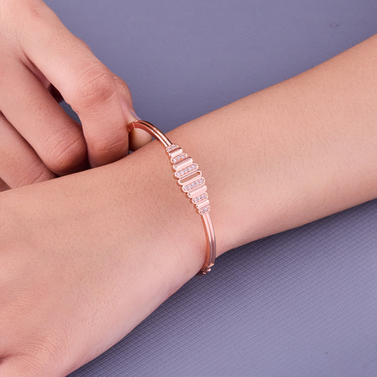 Crystal-Accented Rose Gold Bangle Bracelet