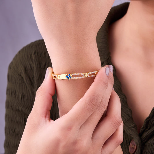 Crystal Bracelet with Blue Butterfly Charm