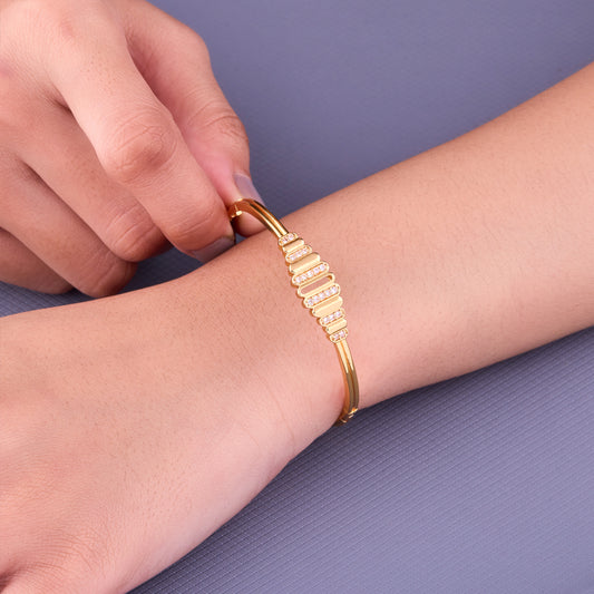 Crystal-Accented Gold Bangle Bracelet