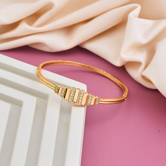 Crystal-Accented Gold Bangle Bracelet